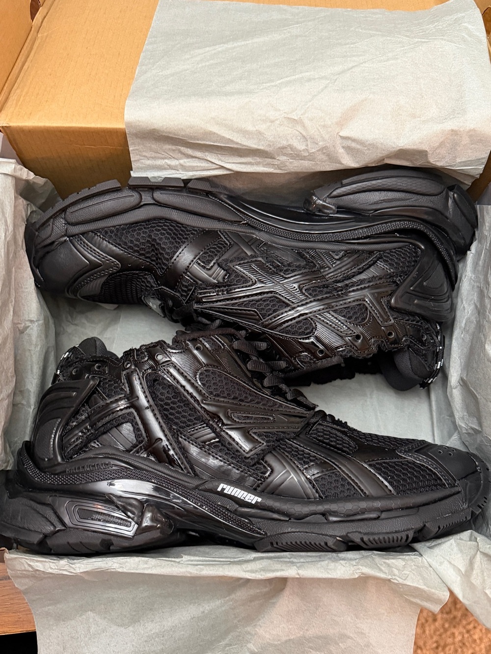 Balenciaga All-Black Technical Mesh Runner Sneakers
